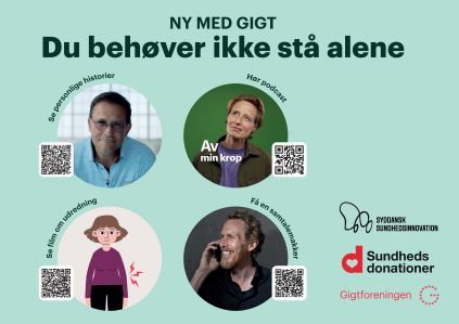 Billede af Gigtforeningens postkort om 'Ny med gigt - du behøver ikke stå alene'